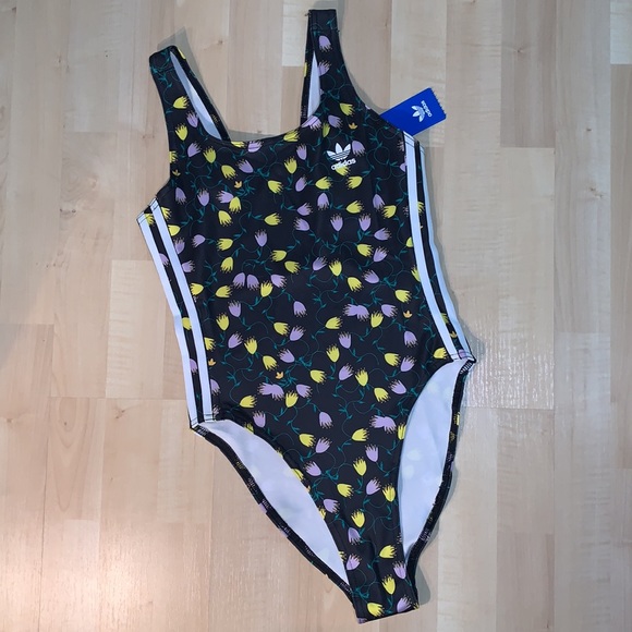 ADIDAS Allover Print Bodysuit - Floral + 3 Stripes - Picture 3 of 12